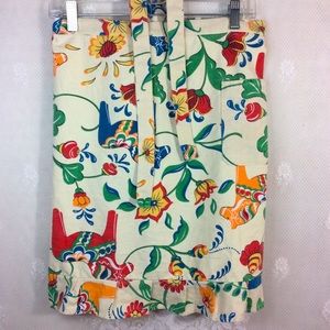 Apronner Beige Floral Ruffle Half Apron Pocket OS